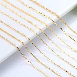 Genuine 14k Gold Color Necklace For Women Water Wave Chain Snake Bone starry Cross 18 Inches Pendant Fine Jewelry Chains 274I