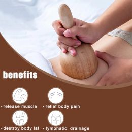 Handheld Wood Swedish Cup with Roller Wooden Therapy Massage Cups Lymphatic Drainage Massager Body Sculpting Tool,Anti-Cellulite