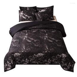 Bedding Sets 3Pcs Set Printed Marble Bed Black Duvet Cover Quilt Comforter