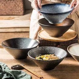 Bowls Creative Japanese Ceramic Ramen Bowl Set Home Commercial Tableware Soup Noodle Bucket Hat Shape 7 8 Inch