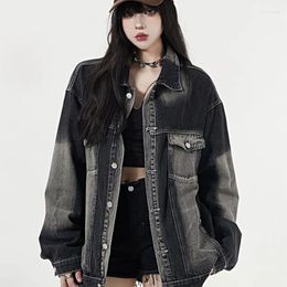 Women's Jackets Washed Old Patchwork Loose All-Match Couple Lapel