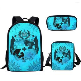 Backpack Harajuku Blue Tribal 3pcs/Set 3D Print School Student Bookbag Travel Laptop Daypack Shoulder Bag Pencil Case