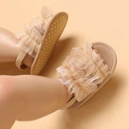 Fashion Young Children New Born Baby Girl Princess Lace Toddler Summer Sandal Non-Slip Shoes First Step Car 0-18M L2405