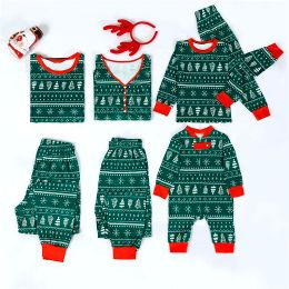 Family Christmas Pyjamas Set Green Adult Mother Kids Baby Xmas Family Matching Outfits 2023 Christmas Pyjamas Family Clothes