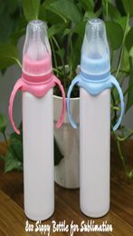8oz Sublimation Straight Baby Bottle sippy tumbler Blank Infant with Teat Stainless Steel Double Walled Child Cups Insulated Vacuu6100961