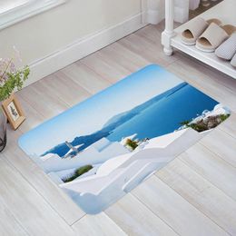 Carpets Island White Building Blue Sea Santorini Greece Kitchen Floor Mat Living Room Decor Carpet Home Entrance Doormat Anti Slip Rug