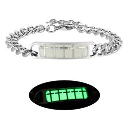 Chain Link Bracelets 2022 Fashion Couple Luminous Bracelet Glow In The Dark Party Punk Jewellery Classic Stainless Drop Delivery Dhprz