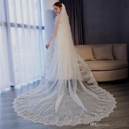 Berta 2020 Wedding Veils Ivory White Cathedral Length Designer Long Bridal Veils Lace Edge Wedding Accessories With Combs 298m