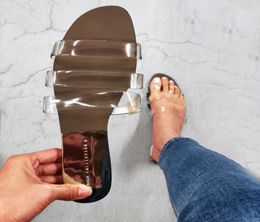 Scarpe sandali da donna piatta scarpe a punta aperta vetrini trasparenti scarpe estive in pvc da donna pantofole fuori spiaggia sandalo femmina 10209393526