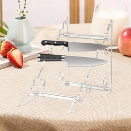 Kitchen Storage Portable Cutter Holder Acrylic Display Stand 4-layer Detachable Organizer Rack For Countertop Cabinet Outdoor