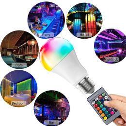 220V E27 LED RGB Bulb Light 10W 15W 20W RGBW Lamp IR Remote Control Spotlight Bulb Smart Colour Changing LED Lamp Home Bar Decor