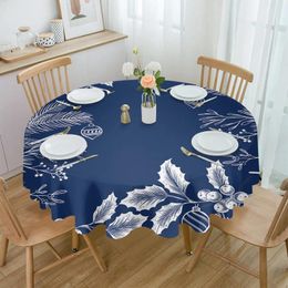 Table Cloth Christmas Pine Needles Leaves Cones Round Tablecloth Waterproof Wedding Party Cover Dining