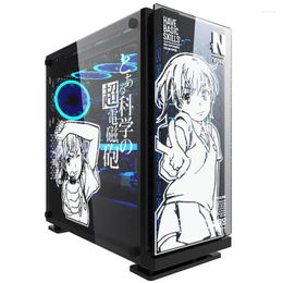 Window Stickers Mikoto Anime For PC Case Japanese Cartoon Decor Decals Atx Gaming Computer Chassis Skin Waterproof Hollow Out Decal