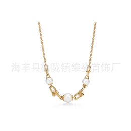 Designer leichte Luxusmarke 925 Silber 18K Gold plattiert Hufeisenschnalle U-förmige Perlen Halskette Binde Home Instagram Populäre Modekragen Kette