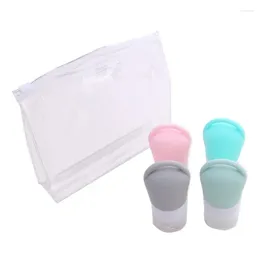 Liquid Soap Dispenser 4pcs/set Hangable Silicone Bottles Shower Gel Shampoo Disinfectant Portable Cosmetic Storage Bottle