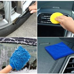 SEAMETAL 13/15pcs Car Detailing Cleaning Kit Car Washing Brushes Sponges Towels for Car Air Vents Rim Clean Dirt Dust Wash Tools