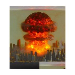 Decorative Objects Figurines Nuclear Explosion Bomb Mushroom Cloud Lamp Flameless For Courtyard Living Room Decor 3D Night Light Recha Dhgrl