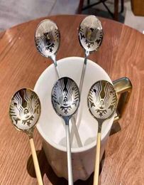 Gold Stainless Steel Spoons Coffee Milk Small Round Dessert Mixing Fruit tea Spoon Factory Supply3402951