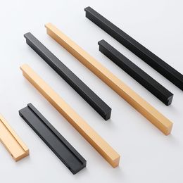 Modern Minimalist Cabinet Drawer Kitchen Door Handles Black Aluminium Straight Handle Bathroom Knob Furniture Hardware