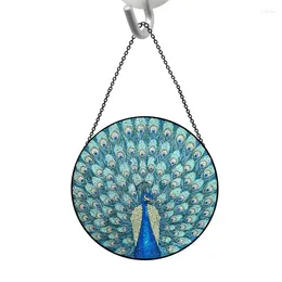Decorative Figurines Window Stained Glass Pendant Stunning Peafowl Suncatchers With Chain Artistic Panels Home Decors For Living Room