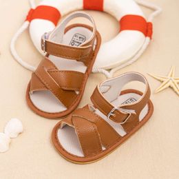 KIDSUN 2024 New Baby Summer Shoes Boys Girls Sandals Infant Non-slip Soft Sole Flat Leather Comfort Toddler First Walkers L2405