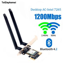 Wifi Adapter 1200Mbps Bluetooth 4.2 M.2 Interface to PCI-E Adapter 2.4G/5G Dual Band Intel 7265 PC Fast Network Card