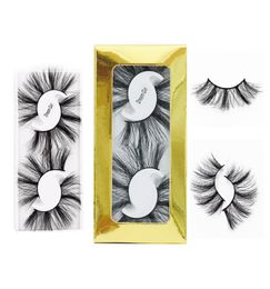 2 Pairs Long Thick 25MM Lashes 5D False Eyelashes Dramatic Wispy Fluffy Full Strip Lash Handmade Whole2728124