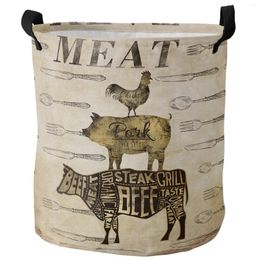 Laundry Bags Vintage Farm Cow Chicken Foldable Basket Kid Toy Storage Waterproof Room Dirty Clothing Organizer