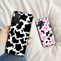 Soft Case for Xiaomi Redmi 10 10c 9a 9t 9 8 Note 11 Pro 5G 11s 11e 10 10s 11t 9s Simple White Black Cow Print Phone Cases Cover