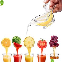 Fruit & Vegetable Tools New Lemon Manual Juicer Press Squeeze Mini Bird Shape Transparent Portable For Orange Kitchen Home Slip Tool D Dhrpj