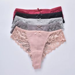 Women Sexy Lace Panties Low Waist G String Floral Female Thongs Womens Intimates Thong Comfortable and Soft G-string