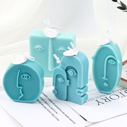 Abstract Human Face Silicone Candle Mould DIY Nordic Design Scented Candle Making Plaster Epoxy Resin Soap Craft Mould Home Decor