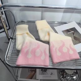 Y2K Leg Warmers Hat Set Sweet Pink Fire Gothic Knitted Stockings Socks Leg Cover Japanese JK Leg Socks Hot Girl Accessories