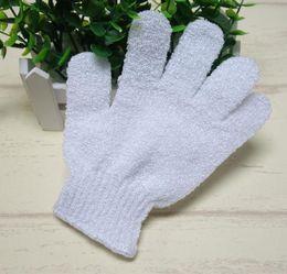 Colour white Exfoliating 100 Nylon Bath Glove Five fingers Bath Gloves2322471