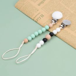 LOFCA Baby Wooden Teethers Pacifier Clips Chain For Baby Pendant Nipple Holder Baby Teething Toys BPA Free Chew Beads