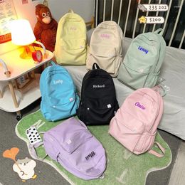 Backpack Personalised Embroidery Junior High School College Student Couple Breathable Waterproof Wear-resistant Laptop Bag