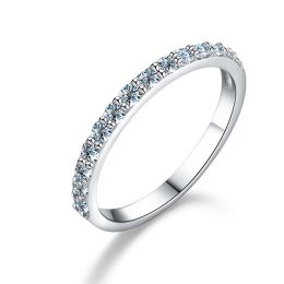 Smyoue 1.9mm 100% Full Moissanite Rings for Women Half Eternity Band Match Diamond Red Stone Sterling Silver 925 Fine Jewellery