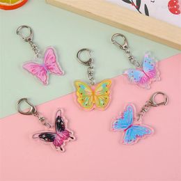 Keychains Colourful Butterfly Keychain Acrylic Key Ring Bag Pendant Trendy Party Jewellery Gifts For Women Handbag Hanging Chams Accessories