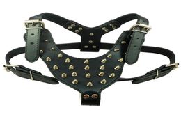 Big Dog Harness with Rivet Sturdy Abrasion Resistant Pet Leather Harnesses Retractable Dog Leash All Seasons2379277