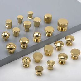 Gold Aluminum Single Hole Handle Modern Wardrobe Drawer Round Knob Kitchen Cabinet Furniture Small Door Handle Home Decoration