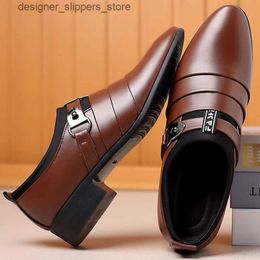 Dress Shoes Classic mens leather shoes slide on Pointed Toe Oxford formal wedding party office business casual dress Q0525