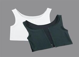 Corset Flat Breast Binder Zipper Short Les bra Summer Comfortable Chest Trans Vest S 3XL Crop Tops Bamboo Charcoal 2205246537933