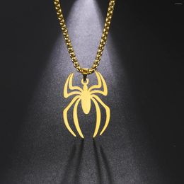 Chains Minimalist Spider Animal Pendant Chain Necklace For Women Men On The Neck Fashion Jewellery Gift Gold Steel Colour Choker