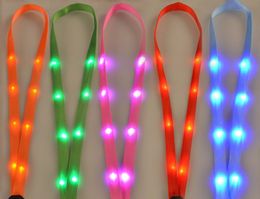 500pcs LED Light Up Lanyard Key Chain Ring ID Keys Holder Card 3 Modes Flashing Hanging Rope 7 Colours Party Favour Wedding Gift