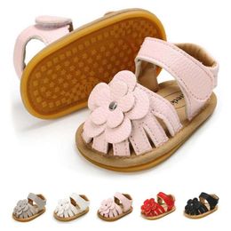 New Baby Sandals Summer 2022 Outdoor Flowers Child Girl Shoe Pu Leather Rubber Soft Sole Non-Slip Toddler First Walker Newborn L2405