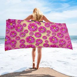 Towel Pink Daisy Flower Texture Gradient Bath Microfiber Beach Towels Quick-Dry For Adults Yoga Mat