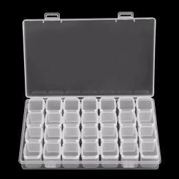 28 Cells Adjustable Plastic Storage Box with Label Sticker For Jewellery Nail Art Diamond Painting Accessories Container boxes