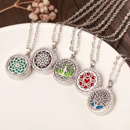 2023 New Aromatherapy Necklace Diffuser Jewellery Tree Flower Perfume Scent Aroma Locket Pendant Essential Oil Diffuser Necklace