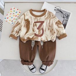 Clothing Sets Boys Spring Autumn Two Piece Top Pullover Pant Loose Soft All-match Fashion Outdoor Unhooded