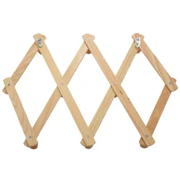 Jewellery Pouches Accordion Wall Hanger 10 Hooks Pack Of 2 Natural Wood Mounted Expandable Peg Coat Rack